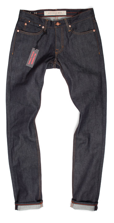 Grand St. men&rsquo;s slim fit raw denim jeans made in USA